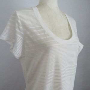 Nike Semi-Sheer White on White Striped Tee Medium
